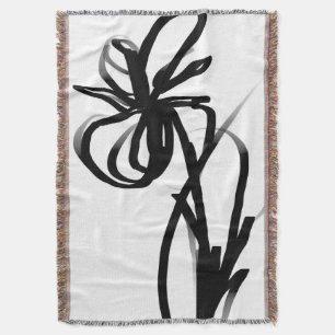 Orchid Blanc: Abstract White & Black Throw Blanket