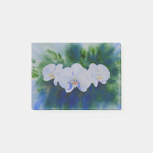 Orchid Blast, White watercolor orchid painting Post-it Notes
