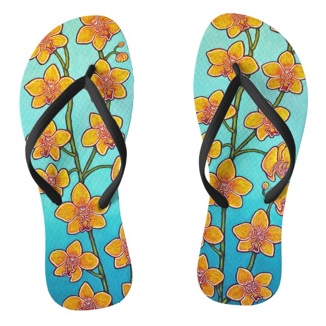 Orchid Bliss Flip Flops Thin Strap by Lisa Lorenz (Footbed)