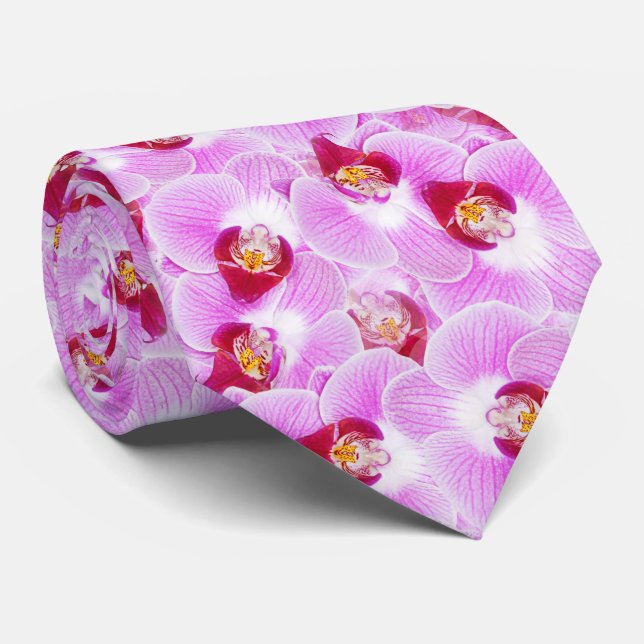 Orchid Blossom Floral Abstract Photo Pattern Tie (Rolled)