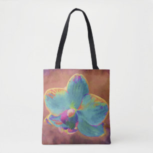Orchid blue and purple painting floral tote bag