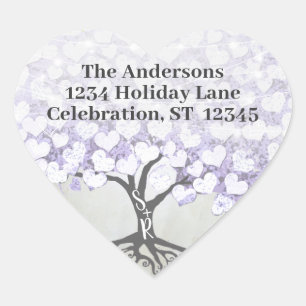 Orchid Blush Lavender Heart Leaf Tree Wedding Seal