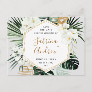 Orchid Bohemian Greenery Wedding  Save The Date Postcard
