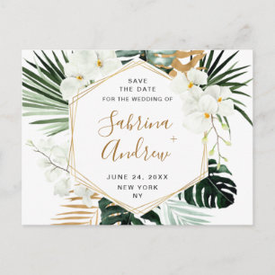 Orchid Bohemian Greenery Wedding  Save The Date  Postcard