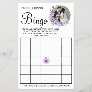 Orchid Bridal Shower Bingo game card