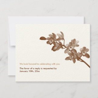 Orchid brown ecru modern wedding rsvp response invitation