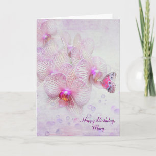 Orchid Butterfly Birthday Card
