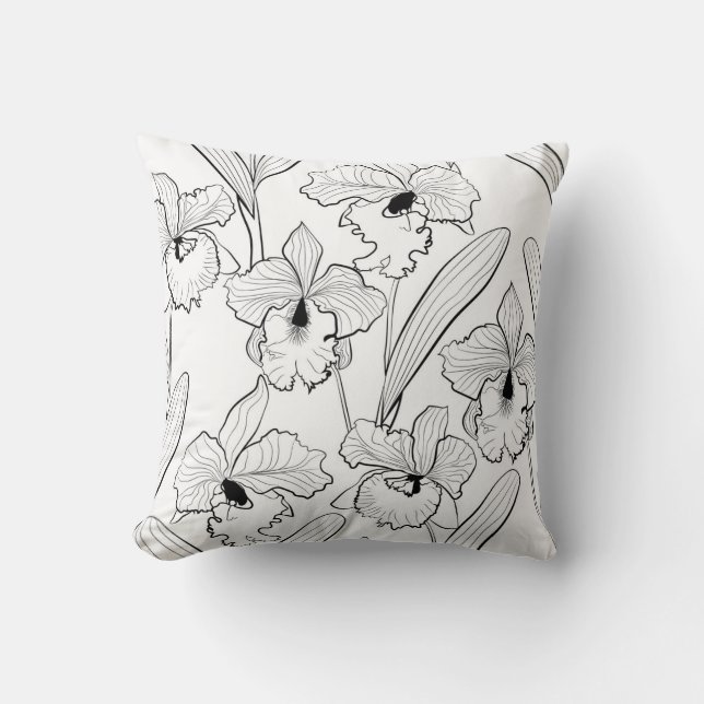Orchid , Cattleya , sketch Cushion (Front)