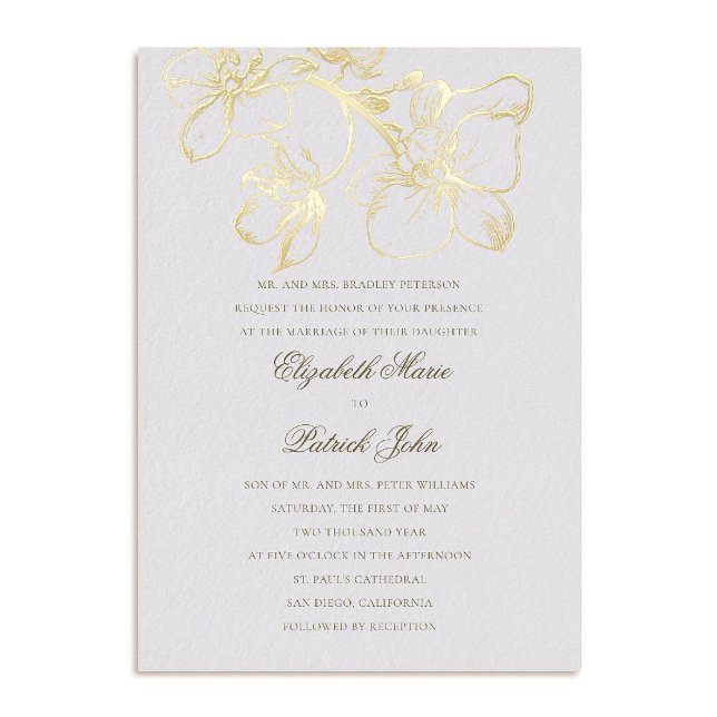 Orchid Charm Formal Classic Heirloom Ivory Wedding (orchid wedding invitation formal modern classic traditional black tie heirloom 3 IVORY)