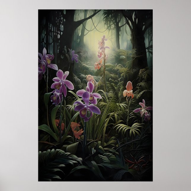 Orchid Dark Academia Print, Wild Forest, Gothic Poster (Front)