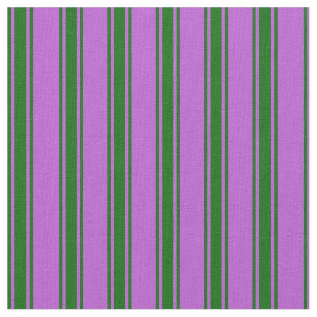 Orchid & Dark Green Coloured Striped/Lined Pattern Fabric (Close Up)