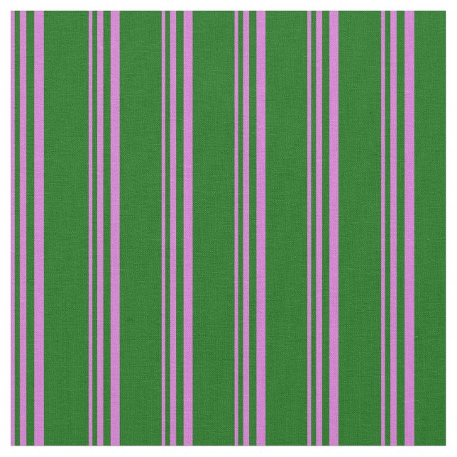 Orchid & Dark Green Coloured Stripes Fabric (Close Up)