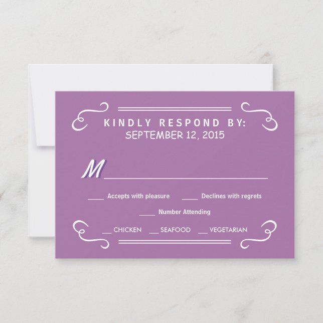 Orchid Eat Drink & RSVP Rustic Wedding Reply Card (Front)