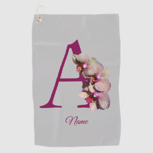 Orchid Elegant Monogram Initial A Personalised Golf Towel
