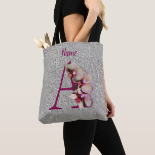 Orchid Elegant Monogram Initial A Personalised Tote Bag