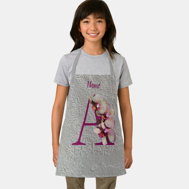 Orchid Elegant Monogram Initial A Your Name  Apron (Insitu)