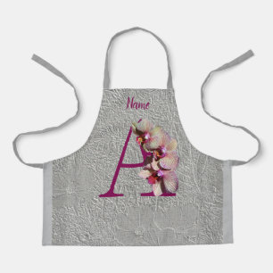 Orchid Elegant Monogram Initial A Your Name Apron