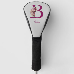 Orchid Elegant Monogram Initial B Personalised Golf Head Cover
