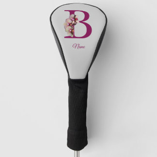 Orchid Elegant Monogram Initial B Personalised Golf Head Cover