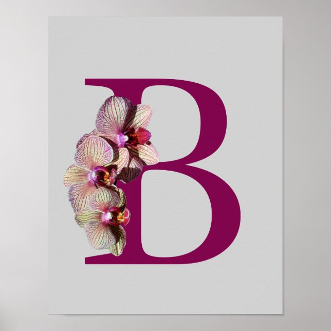Orchid Elegant Monogram Initial B   Poster (Front)