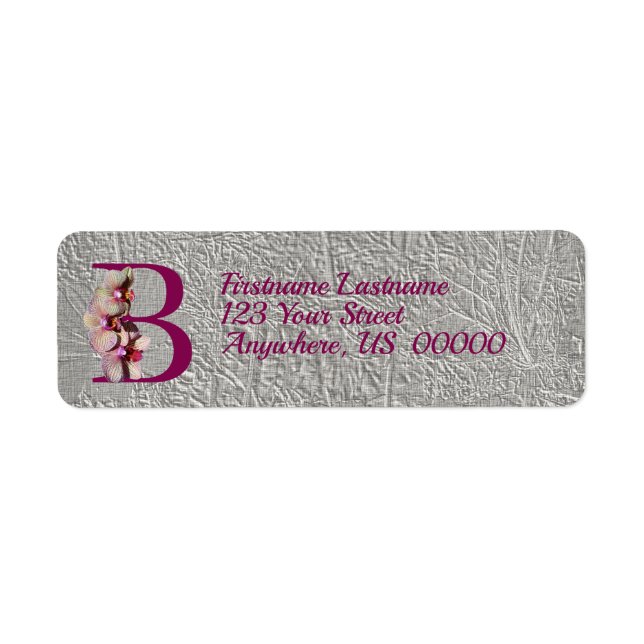 Orchid Elegant Monogram Initial B Return Address  (Front)