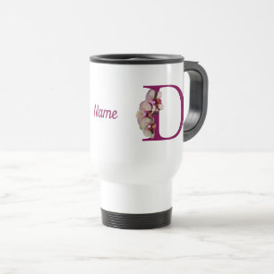 Orchid Elegant Monogram Initial D Name  Travel Mug