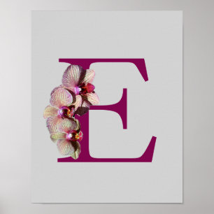 Orchid Elegant Monogram Initial E Personalised Poster