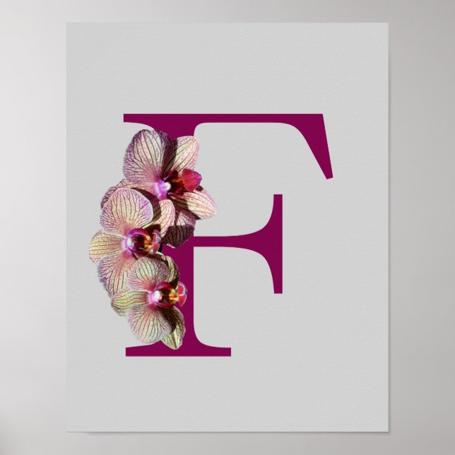 Orchid Elegant Monogram Initial F Poster (Front)