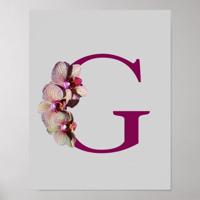 Orchid Elegant Monogram Initial G Personalised Poster (Front)