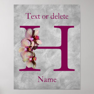Orchid Elegant Monogram Initial H Personalised Poster