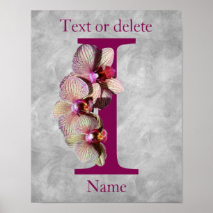 Orchid Elegant Monogram Initial I Personalised Poster