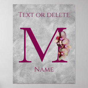 Orchid Elegant Monogram Initial M Personalised Poster