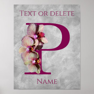 Orchid Elegant Monogram Initial P Personalised Poster