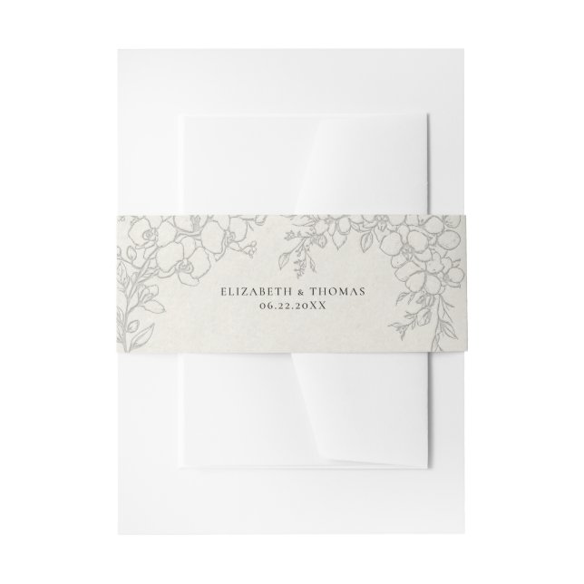 Orchid Elevated Ecru Formal Traditional Wedding Invitation Belly Band (Front Example)