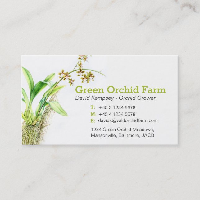 Orchid farmer / flower grower art business cards (Front)