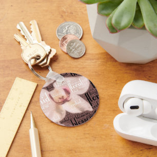 Orchid Floral Blossom Word Cloud Key Ring