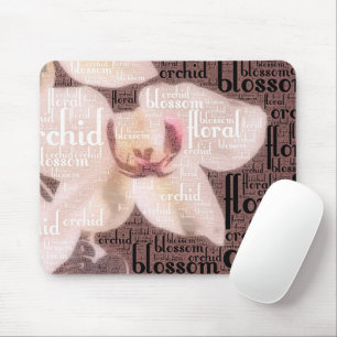 Orchid Floral Blossom Word Cloud Mouse Mat