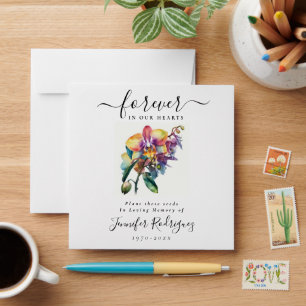 Orchid Floral Boho Seed Packet Memorial Funeral  Envelope