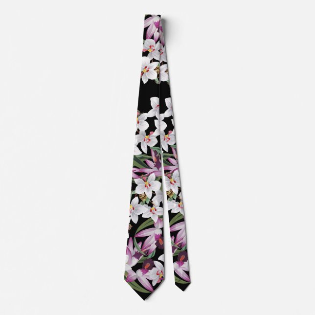 Orchid Floral Flowers Tropical Islands Tie (Front)