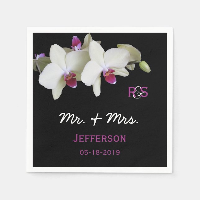 Orchid Floral Wedding Paper Napkins (Front)