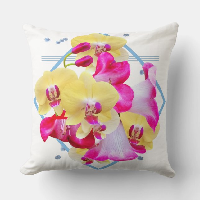 Orchid Flower Art Print Cushion (Front)