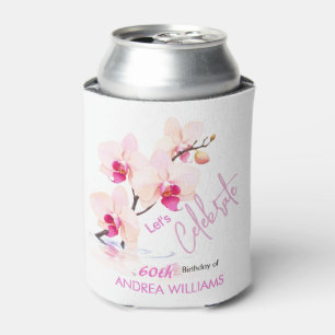 Orchid Flower Blossoms 60th Birthday Can Cooler