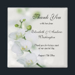 Orchid Flower Blossoms Wedding Magnet<br><div class="desc">Beautiful romantic, floral Wedding Thank You Magnet with a printed image of white Orchid blossoms on a pretty grey/white bokeh background. Pretty classy and sophisticated design for Weddings. All text is fully customizable to meet your requirements. If you would like help to customize, or would like matching products, please contact...</div>