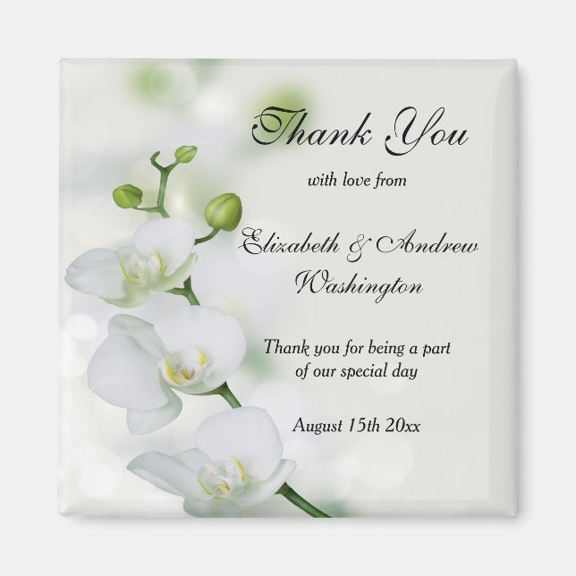 Orchid Flower Blossoms Wedding Magnet (Front)