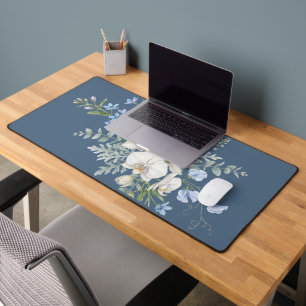 Orchid Flower Bouquet, Watercolor Floral  Desk Mat