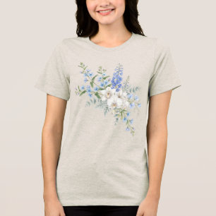 Orchid Flower Bouquet, Watercolor Floral Tri-Blend Shirt