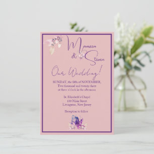 Orchid Flower Dusty Rose Wedding Invitation