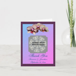 Orchid Flower Floral Wedding Photo  Thank You Card