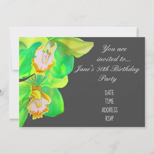 Orchid flower modern design 50th Birthday Invitation (Front)