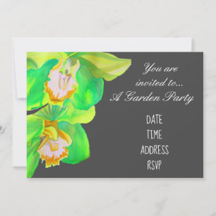 Orchid flower modern design garden party invitation